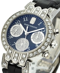 Excenter Chronograph with Diamond Bezel and Lugs White Gold on Strap with Black Dial and Pave Sub Dials
