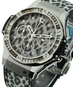 Big Bang 41mm Steel Snow Leopard Steel on Strap with Fine Precious Baguettes