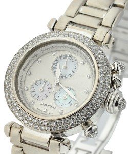  Pasha 35mm Chronograph with 2 Row Diamond Bezel White Gold on Bracelet with MOP Diamond Dial
