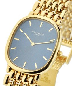 3738 Yellow Gold Ellipse on Bracelet with Blue Dial