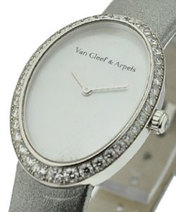 Timeless in White Gold with Diamond Bezel on Satin Strap with MOP Dial