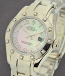 Masterpiece Lady's with White Gold 12 Diamond Bezel on Pearlmaster Bracelet with Pink MOP Roman Dial