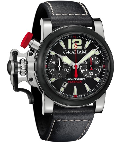 Chronofighter RAC Flyback in Steel with PVD Bezel on Black Rubber with Black Dial