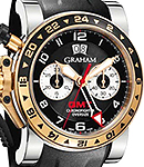 Chronofighter Oversize GMT in Rose Gold with PVD on Black Rubber with Black Dial