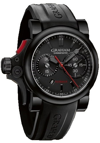 Chronofighter Trigger Flyback Steel on Black Rubber Strap with Black Dial 