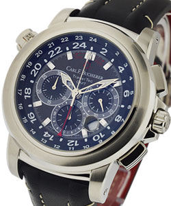 Patravi Traveltec Chronograph in Steel on Black Calfskin Leather with Black Dial