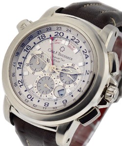 Patravi Traveltec Chronograph in Steel on Brown Calfskin Leather with Silver Dial