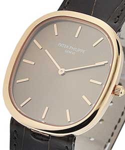 Ellipse 3738-100R in Rose Gold on Brown Alligator Leather Strap with Chocolate Brown Dial