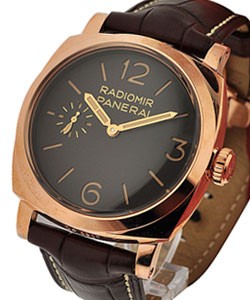 PAM 398 - Oro Rosso Historic Radiomir in Red Gold on Brown Crocodile Leather Strap with Brown Dial