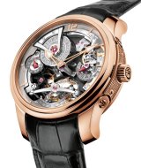 Double Tourbillon Technique 47mm in Rose Gold on Black Leather Strap with Openworked Dial