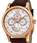 Manero Perpetual Calendar Automatic in Rose Gold on Brown Crocodile Strap with Silver Dial