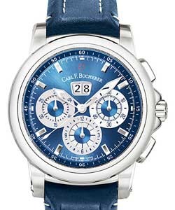 Patravi Chronograde Men's Automatic in Steel Steel on Blue Calfskin Strap with Blue Dial