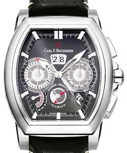 Patravi T- Chronograde Men's Automatic in Steel Steel on black leather Strap with Black Dial