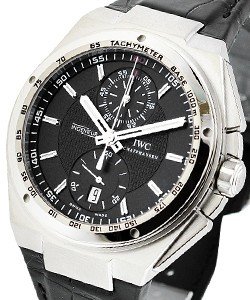 Big Ingenieur Chronograph 45.5mm Automatic in Steel On Black Alligator Leather Strap with Black Dial