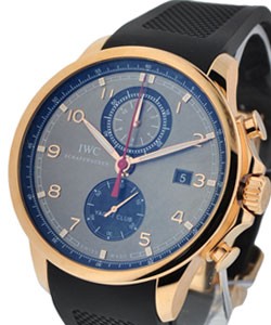 Portuguese Yacht Club Chronograph Rose Gold on Black Rubber Strap with Ardoise Dial