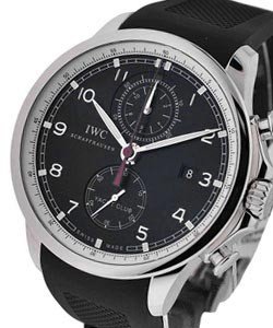Portuguese Yacht Club Chronograph 45.4mm Automatic in Steel on Black Rubber Strap with Black Dial