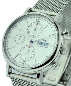 Portofino Chrono 42mm Automatic in Stainless Steel on Steel Milanese Mesh Bracelet with Silver Dial