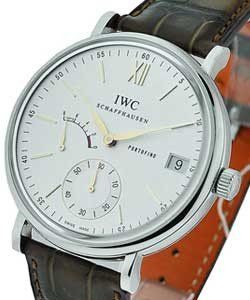 Portofino Hand Wound 8 Days in Steel On Brown Leather Strap with Silver Dial