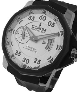 Corum Admiral's Cup 48mm Challenger in Steel on Black Rubber Strap with White Dial