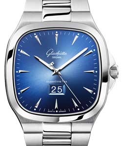 Senator Seventies PanoRama Date 40mm Automatic in Steel on Steel Bracelet with Blue Dial
