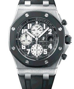 Royal Oak Offshore Chronograph in Steel on Black Rubber Strap with Black Dial