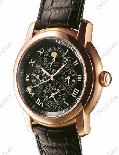 Jules Audemars Equation of Time  in Rose Gold on Brown Leather Strap with Black Dial