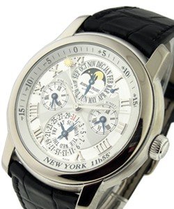 Jules Audemars Equation of Time in White Gold on Black Crocodile Leather Strap with Silver Roman Dial