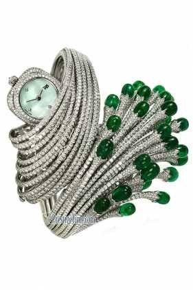 High Jewellery Watches in White Gold with Diamond Bezel on White Gold Diamond Bracelet with MOP Dial