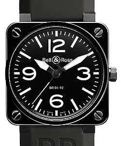 BR01-92 Automatic in Steel on Black Rubber Strap with Black Dial