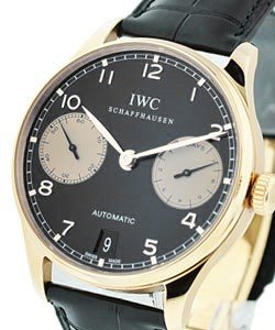 Portuguese 7 Day Automatic - Boutique Edition Rose Gold on Strap with Black Dial with Gold Subs