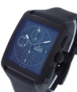 Pontos Rectangulaire Chronograph Automatic in Steel Steel on Black Rubber Strap with Black Dial