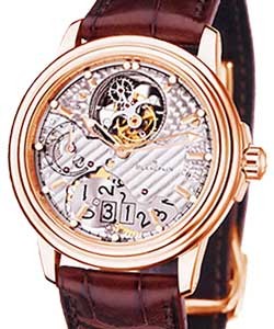 Leman Tourbillon Rose Gold on Brown Strap with Silver Dial