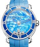 Happy Sport Ladies with in Steel with Blue Bezel on Blue Rubber Strap with Blue MOP Dial - 5 Floating Diamonds