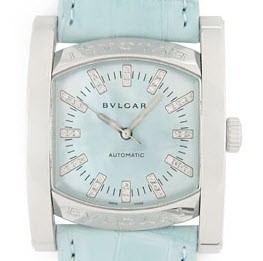 Assioma Lady's in Steel on Blue Alligator Leather with Blue MOP Diamond Dial