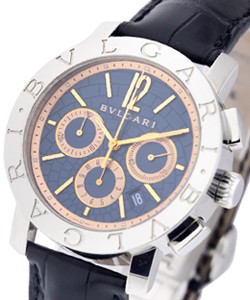 Bvlgari-Bvlgari 42mm Chronograph Steel on Strap with Blue Dial