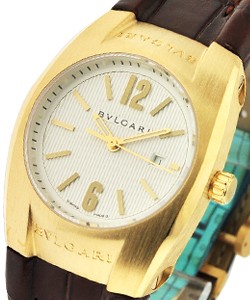 Ergon with Diamond Bezel Yellow Gold on Strap with Silver Dial