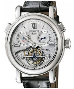 GMT II Tourbillon 41.5mm in White Gold on Black Crocodile Strap with Silver Dial