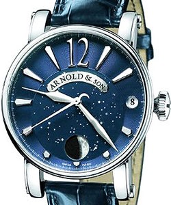 True Moon Men's Automatic in Steel on Blue Crocodile Leather Strap with Blue Dial