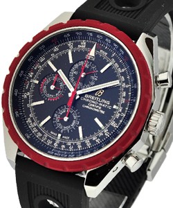 Chronomatic 1461 in Steel with Red Bezel on Black  Rubber Strap - Black Dial