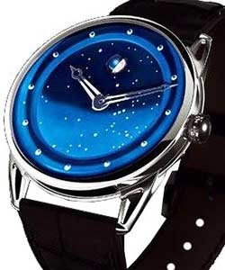 DB25 Moon Phase Lunar Constellation in White Gold White Gold on Black Crocodile Strap with Deep Blue Dial