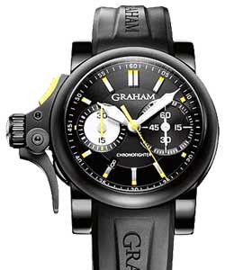 Chronofighter RAC Trigger Men's Automatic - Black Steel Black Steel on Black Rubber - Black Dial-Yellow Marker