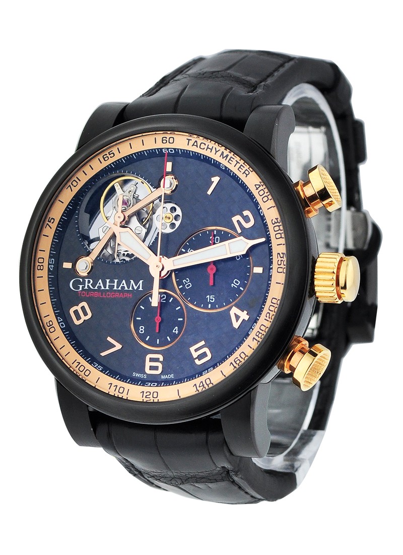 Graham Silverstone Woodcote  Tourbillograph in Black PVD with Rose Gold Accents 