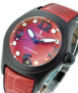 Bubble in PVD Steel on Red Leather Strap with Red Dial