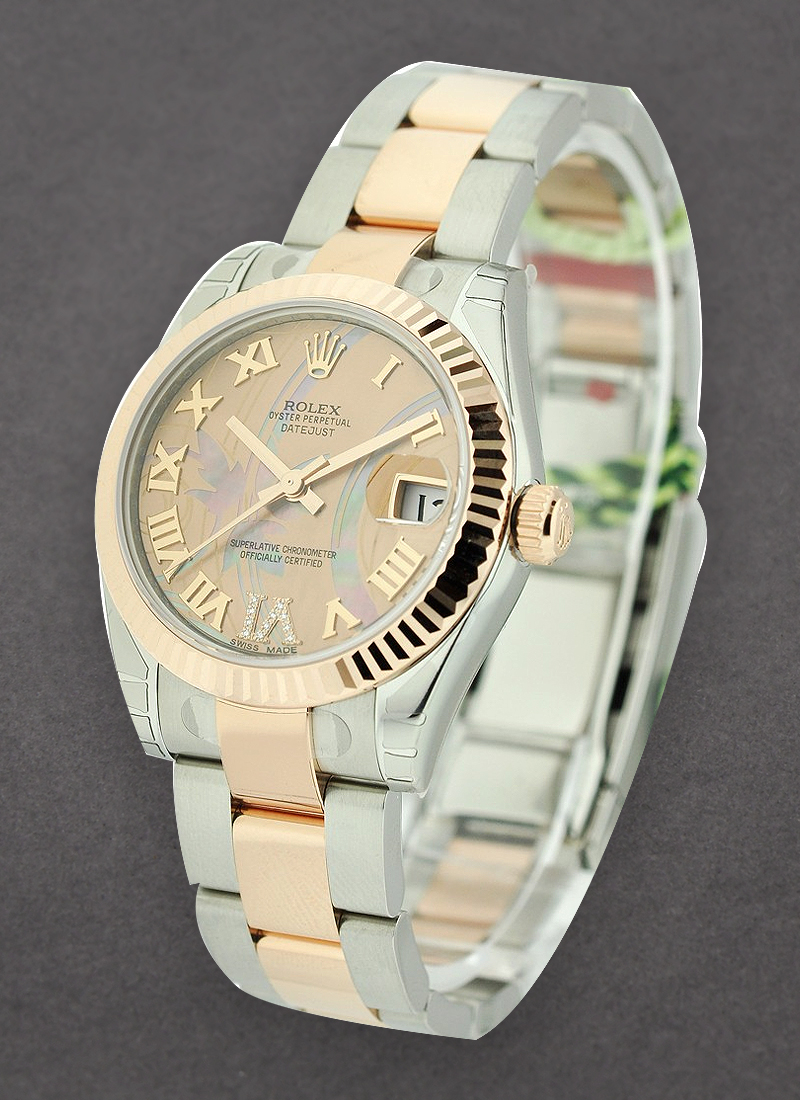 Rolex Unworn Datejust in Steel with Rose Gold Fluted  Bezel