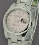 Datejust Ladies 26mm in Steel with Domed Bezel on Steel Oyster Bracelet with Pink Roman Dial