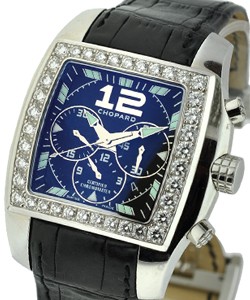 Tycoon Mens Two O Ten Chronograph with Diamond Bezel Steel on Strap with Black Dial - 4.62 CT Bezel