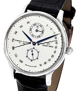 Perpetual Calendar Quantieme in White Gold on Black Alligator Leather Strap with White Enamel Dial