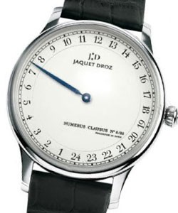 Grande Heure Automatic in White Gold On Black Crocodile Leather Strap with White Enamel Dial