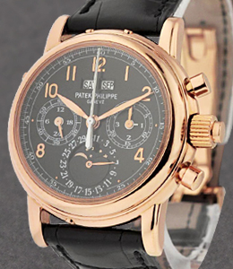 5004 Split-Second Chronograph Perpetual Calendar Rose Gold on Strap with Black Dial