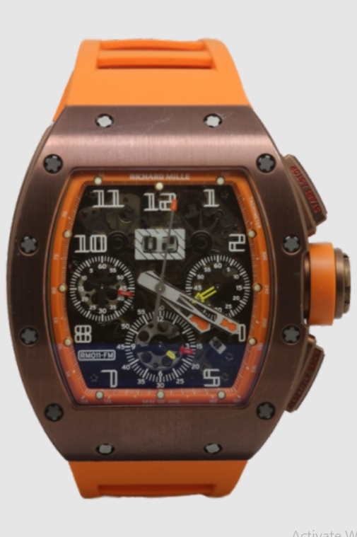 RM011 Felipe Massa Chronograph Flyback in Titanium on Orange Rubber Strap with Skeleton Dial